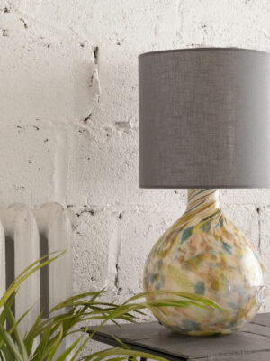 Lampa stołowa szklana z szarym abażurem GALAXY II LGH0584